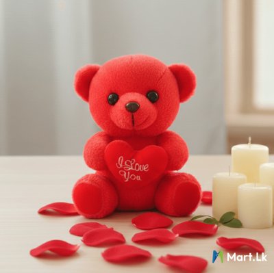 Red heart hugging cute teddy